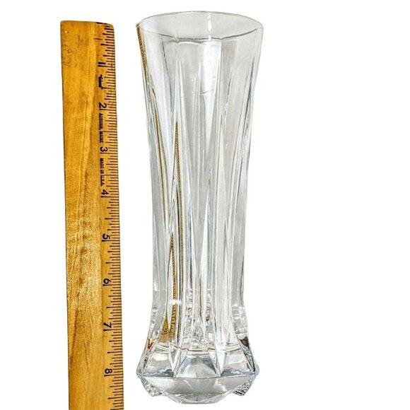 Crystal Glass Vertical Cut Bud Vase 8 Inches Tall 60d - Picture 2 of 6